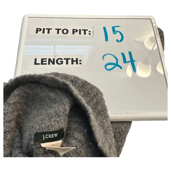 J. Crew Wool Cashmere 3/4 Sleeve Turtleneck Mock Neck Grey Sweater Small - Picture 3 of 4